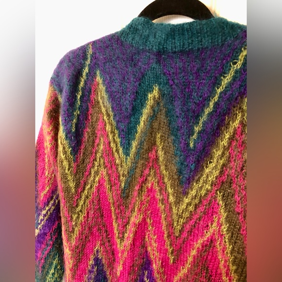 S Mohair Rainbow Cardigan 80s Vintage - Picture 5 of 8
